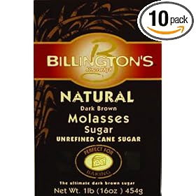Billington's Natural Dark Brown Molasses Sugar, 16-Ounce Bags (Pack of 10)
