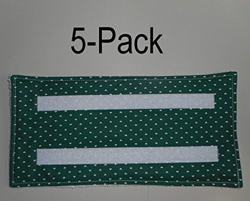 5-Pack GREEN &amp; WHITE HEARTS PRINT washable reusable replacement pads for Swiffer Wet Jet type wet mops, present gift for friend, mother, wife, girlfriend, her