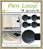 4x Arune Pen Loop [Black, Medium] - Leather grained adhesive holder - Designed for Moleskine, journals, planners, sketchbooks, & more