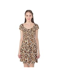 Animal Print Leopard Print Cap Sleeves Polyester/Spandex Stretchy  Dress