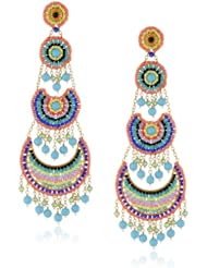 Miguel Ases Turquoise and Multi-Color Bohemian Fan Drop Earrings