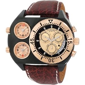 Akribos XXIV AK405RG Time Machine Triple Time Swiss Chronograph Men's Watch