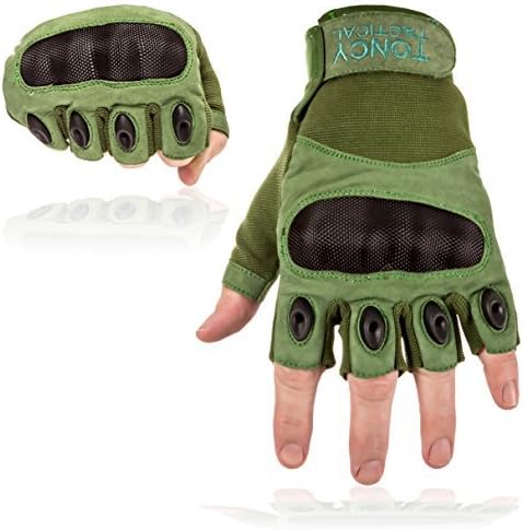 Tactical Shooting Gloves Fingerless/Half Finger Tactical Gloves with Hard Knuckle for Riding Motorcycle Airsoft Military Army Police Swat Combat Assault Tactical Gear 1 Pair By Toncy Tactical