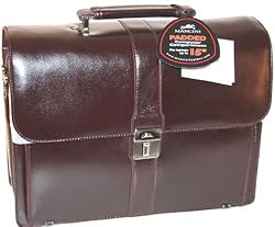 Mancin Burgundy Leather Triple Compartment Laptop 15,4"