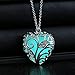 Ammazona Magical Aqua Blue Tree Heart Glow In The Dark Pendant Necklace Gift