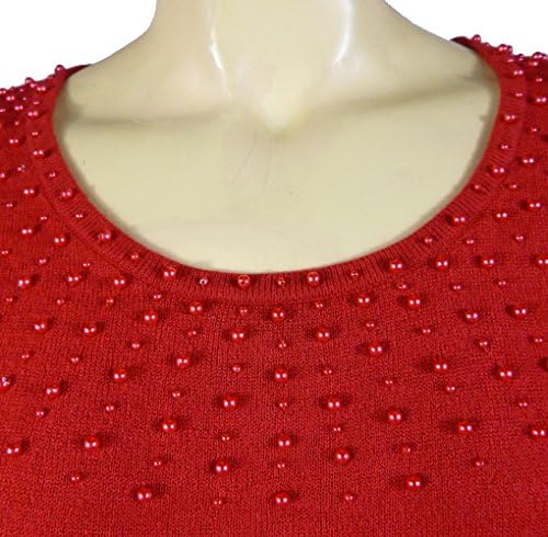 Elementz Women's Plus Long Sleeve Beaded Scoop Neck Sweater 2x Seira