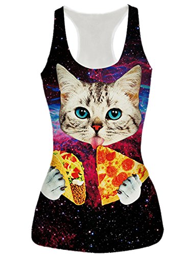 RAISEVERN Women 3d Digital Printed Gothic Punk Shirt Vest Tank Tops