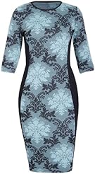 Plus Size Floral Print Polyester Round Neck Jacquard Illusion 3/4 Sleeves Midi Dress 
