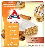 Atkins Day Break Bars, Cinnamon Bun, 1.4-Ounce Bars, 5-Count (Pack of 3)