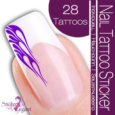 Nail Tattoo Sticker Flammen - lila Preisvergleich