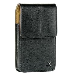 Vertical Black Leather Horizontal Pouch Case with Swivel Belt Clip and Magnetic Flap Closure for HTC HD2 Evo 4G Samsung i500 Fascinate i897 Captivate T959 Vibrant D700 Epic 4G Sony X10 Xperia Motorola Droid X MB810