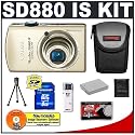 Canon PowerShot SD880 IS 10MP Digital Camera with 4x Image Stabilized Zoom (Gold) + NB-5L Battery + 8GB Card + Cameta Bonus Accessory Kit