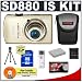 Canon PowerShot SD880 IS 10MP Digital Camera with 4x Image Stabilized Zoom (Gold) + NB-5L Battery + 8GB Card + Cameta Bonus Accessory Kit