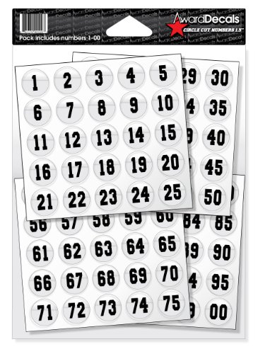 Number Stickers for Helmets (Football, Baseball, Softball, Hockey, Lacrosse, Etc.)