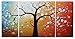Cherish Art Hand Painted Oil Painting White Flowers Tree 3 Panels Wood Inside Framed Hanging Wall Decoration