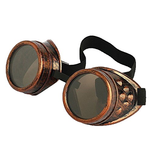 Leegoal New Sell Vintage Steampunk Goggles Glasses Welding Cyber Punk Gothic (Copper)