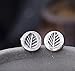 S.leaf Vintage S925 Round Leaf Stud Earrings Mini Fossil Leaf Stud Earrings Sterling Silver (leaf fossil)