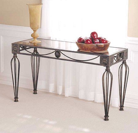 Neo-Classic Elegant Smoked Beveled Glass Top Sofa Occasional Table
