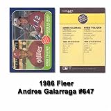 1986 Fleer Andres Galarraga Rookie Card