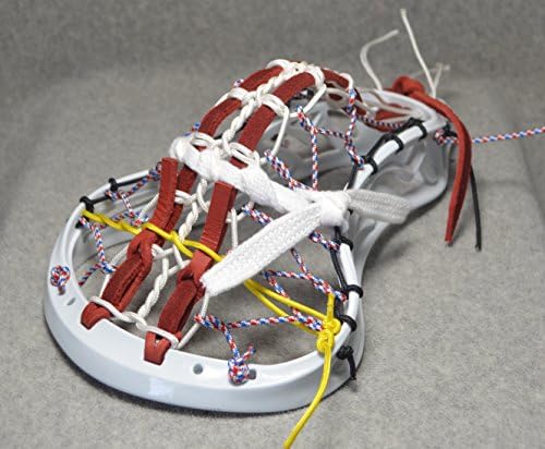 Lacrosse Mini Stick Custom Pita Pocket Red Leather - White Head with Espresso Handle