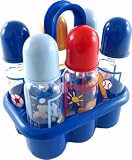 6-Pack Printed Bottles with Organizer (Silicone Nipples), Blue