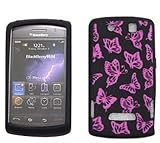 Blackberry Storm 9500 / 9530 Deluxe Silicon Skin, Pink Butterflies on Black ....