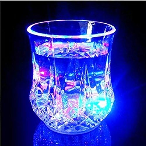LED 2in1 Water Beer Cups, Miyung Automatic Change Blinking Octagonal Water Tumblers Acrylic Flashing Drinkwares Colorful Beer Mugs Bubble Rocks Patten Drinking Cups for Night Party Bar Club (1)