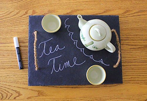 Slate Serving Tray with Coconut Handles - Black - 12" x 16"
