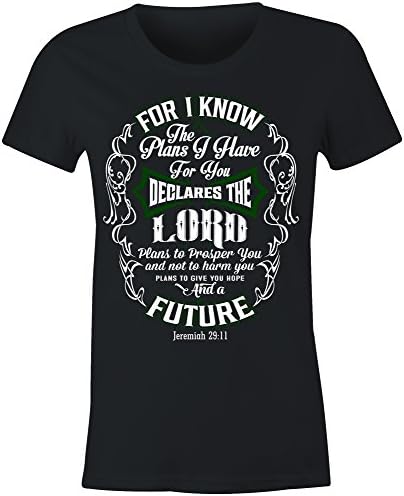 Witness Tees Ladies Fitted Jerimiah 29:11 Christian T Shirt ( Black , Medium )