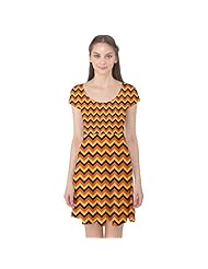 Chevron Print Geometric Print Stretchy Vintage Polyester/Spandex Cap Sleeves  Dress