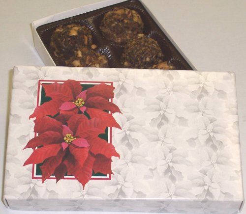 Scott's Cakes 1 2 lb. Chocolate Raspberry Hazelnut Balls in a Poinsettia Box by Scott's Cakes