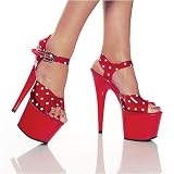 CENTERSTAGE-708PD 6 3/4" Platform Sandal, Red-Size 7