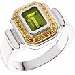 Sterling Silver and 14K Yellow Gold Peridot and Diamond Ring