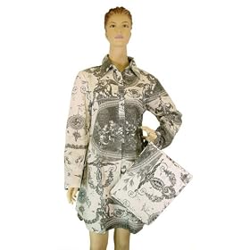 Buy Black Toile Style French Elegant Design Sleepshirt Long Sleeve Casual nightshirt or leisure... by PD