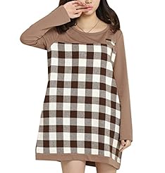 Cotton Checkered Print Long Sleeves Tunic 