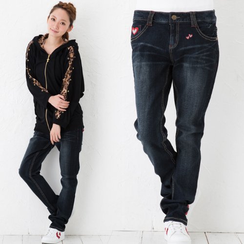 大きいサイズレディーススキニーストレートジーンズデニムストレッチドゥニーム綿森ガール9号L11号2LLL13号