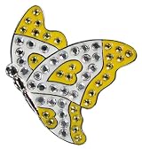 Crystal Golf Ball Marker & Hat/ Visor Clip - Yellow Butterfly