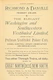 1891 Ad Richmond Danville Piedmont Airline Pullman Cars - Original Print Ad