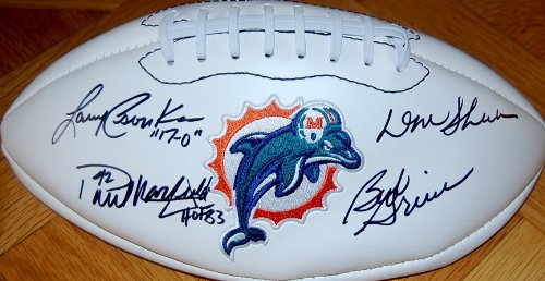 Miami Dolphins Larry Csonka, Bob Griese, Don Shula & Paul Warfield Autographed / Signed Logo Football