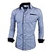 TAM Ware Men's Classic Slim Fit Vertical Striped Long Sleeve Dress Shirt