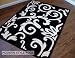 Kitchen & Housewares : Retro Damask Black Ivory Wilton Home Modern Rug 120cmx160cm