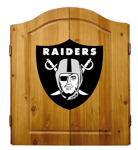 Imperial Oakland Raiders Licensed Solid Pine Cabinet and Bristle Dartboard Set