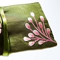 Silk Jewellery Roll, Fairtrade, Sage Green Silk with Embroidery