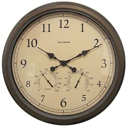 Chaney Instruments Acu-Rite 01061 24-inch Patina Combination Wall Clock, Thermometer and Hygrometer