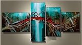 Hand-painted Oil Wall Art  Blue Bridge of Life  Decoration Modern Abstract Oil Painting on Canvas Stretched & Framed! - Home Decor