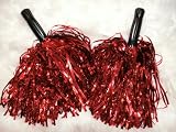 Sporting Goods : METALLIC RED CHEERLEADER ROOTER SHAKER POM POMS - SCHOOL SPIRIT - SET OF TWO -