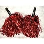 METALLIC RED CHEERLEADER ROOTER SHAKER POM POMS - SCHOOL SPIRIT - SET OF TWO -