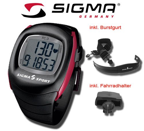 Sigma Sport Pulsmesser Pulsuhr PC3 PC 3 black/rot