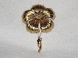 Vintage Monet Flower Power Gold Tone 1 1/2 x 2 1/4 Inch Brooch Pin
