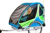 Produkt-Bild: Fahrradanh&auml;nger Kids Tourer L2 gr&uuml;n-blau / 1-2 Sitzer/ Verdeckfarbe: blau / L 88 x B 86 x H 98 cm / Gewicht: 14,7 kg